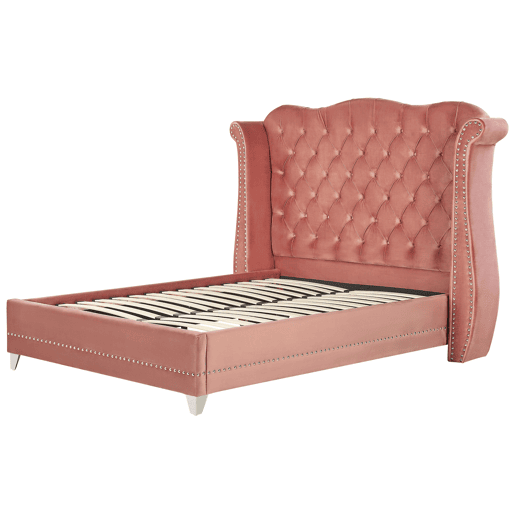 Cama Veludo AYETTE 160 x 200 cm Rosa