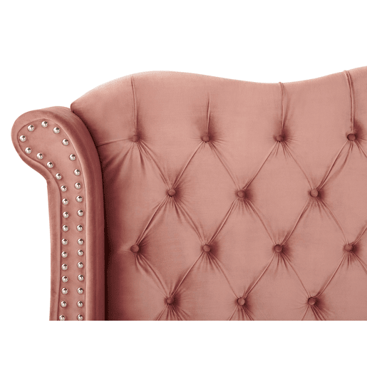 Cama Veludo AYETTE 160 x 200 cm Rosa
