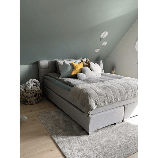 Cama continental Tecido ADMIRAL 180 x 200 cm Cinzento claro