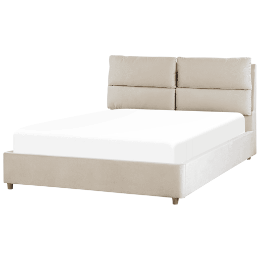 Cama baú Veludo BATILLY 140 x 200 cm Creme claro