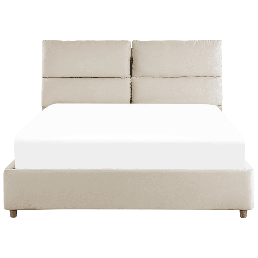 Cama baú Veludo BATILLY 140 x 200 cm Creme claro
