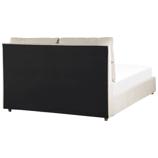 Cama baú Veludo BATILLY 140 x 200 cm Creme claro