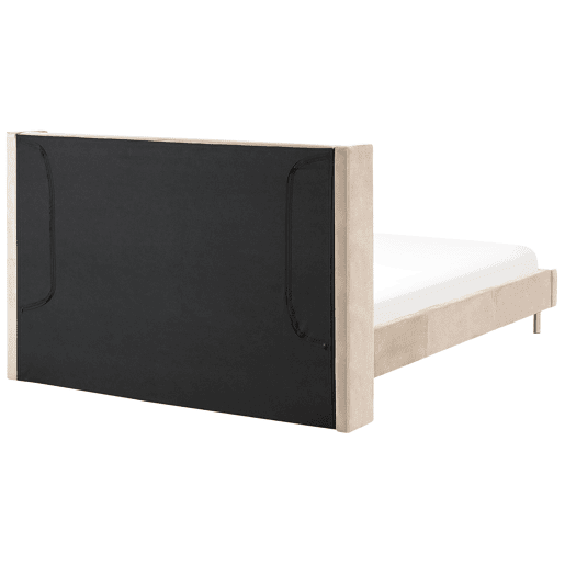 Cama Veludo VILLETTE 160 x 200 cm Creme