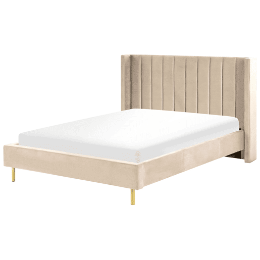 Cama Veludo VILLETTE 140 x 200 cm Creme