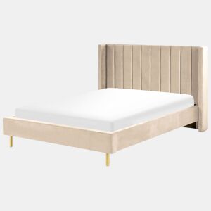 Cama Veludo VILLETTE 140 x 200 cm Creme