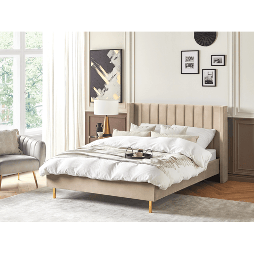 Cama Veludo VILLETTE 140 x 200 cm Creme
