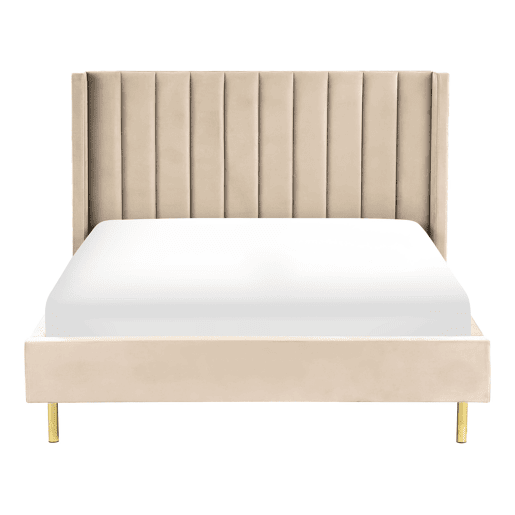 Cama Veludo VILLETTE 140 x 200 cm Creme