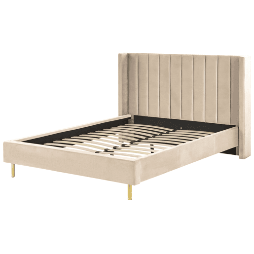 Cama Veludo VILLETTE 140 x 200 cm Creme