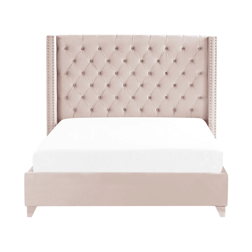 Cama Veludo LUBBON 180 x 200 cm Rosa pastel