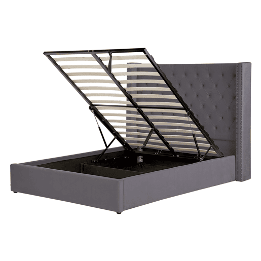 Cama baú Veludo LUBBON 140 x 200 cm Cinzento