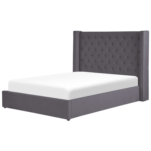 Cama baú Veludo LUBBON 140 x 200 cm Cinzento