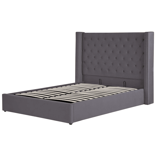 Cama baú Veludo LUBBON 140 x 200 cm Cinzento
