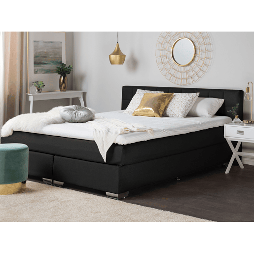 Cama continental Tecido ADMIRAL 140 x 200 cm Preto