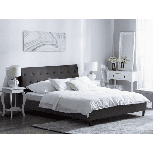 Cama Tecido SAVERNE 160 x 200 cm Cinzento escuro