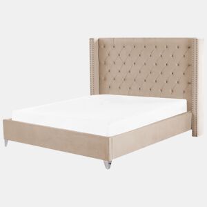 Cama Veludo LUBBON 180 x 200 cm Creme