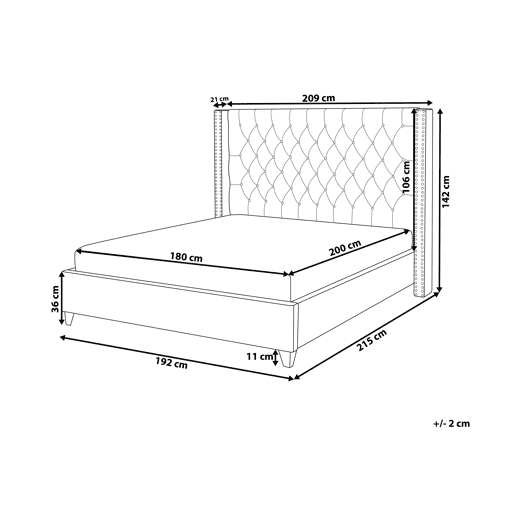 Cama Veludo LUBBON 180 x 200 cm Creme