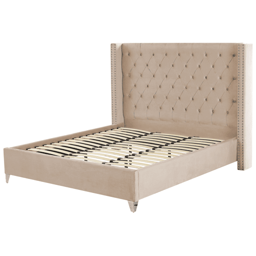 Cama Veludo LUBBON 180 x 200 cm Creme