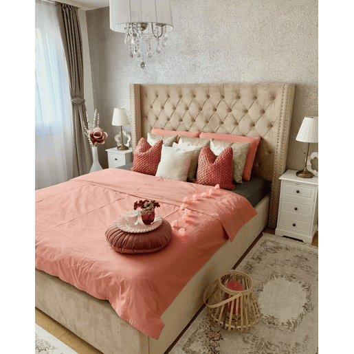 Cama Veludo LUBBON 180 x 200 cm Creme