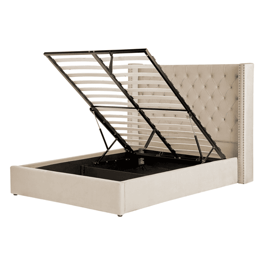 Cama baú Veludo LUBBON 140 x 200 cm Creme