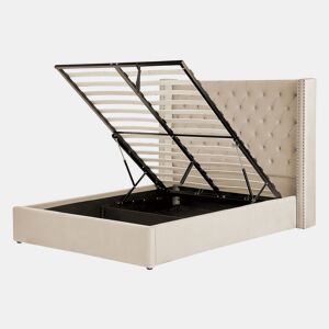 Cama baú Veludo LUBBON 140 x 200 cm Creme