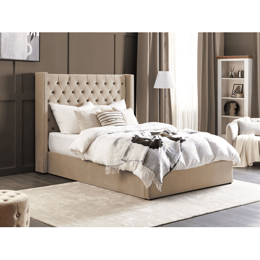 Cama baú Veludo LUBBON 140 x 200 cm Creme