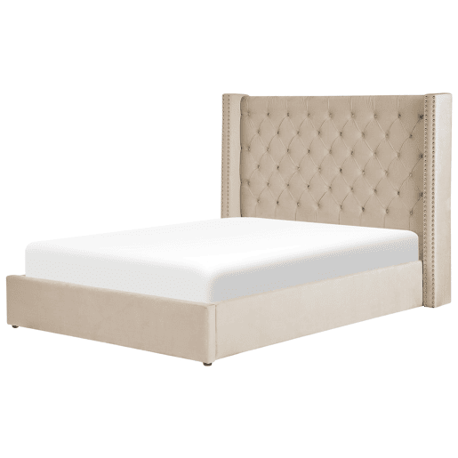 Cama baú Veludo LUBBON 140 x 200 cm Creme