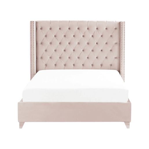 Cama Veludo LUBBON 160 x 200 cm Rosa pastel
