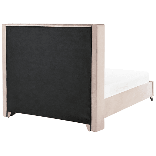 Cama Veludo LUBBON 160 x 200 cm Rosa pastel