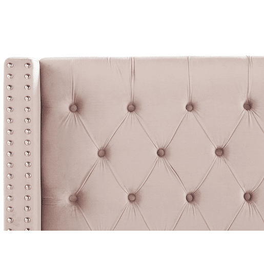 Cama Veludo LUBBON 160 x 200 cm Rosa pastel