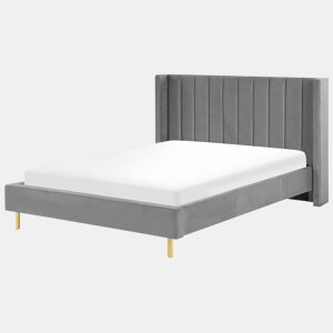 Cama Veludo VILLETTE 160 x 200 cm Cinzento
