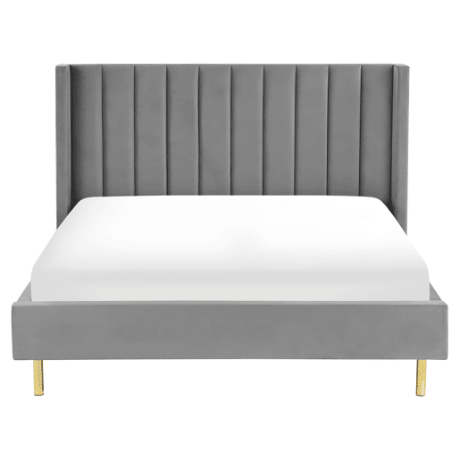 Cama Veludo VILLETTE 160 x 200 cm Cinzento