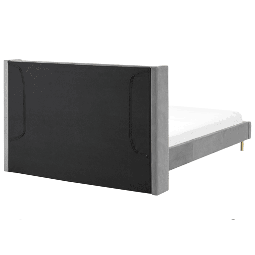 Cama Veludo VILLETTE 160 x 200 cm Cinzento