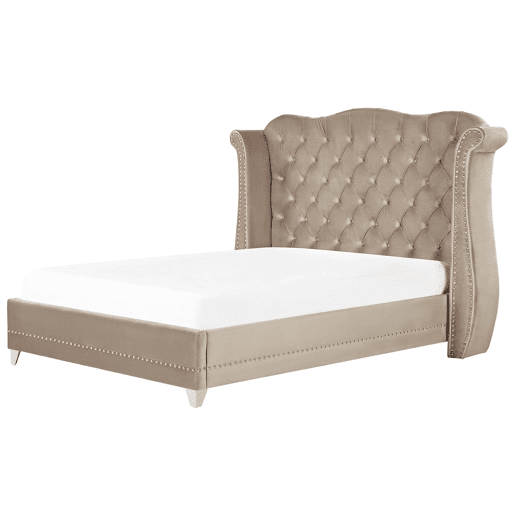 Cama Veludo AYETTE 180 x 200 cm Taupe