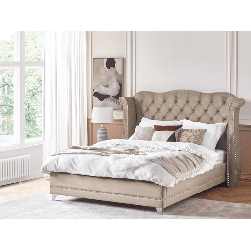 Cama Veludo AYETTE 180 x 200 cm Taupe