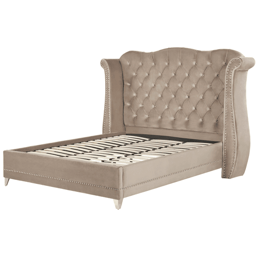 Cama Veludo AYETTE 180 x 200 cm Taupe