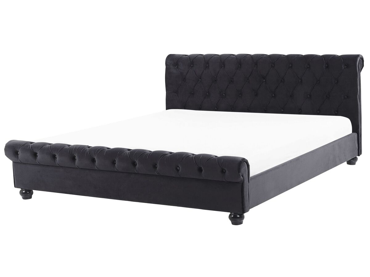 Beliani Cama de agua Terciopelo AVALLON 172x233 Negro