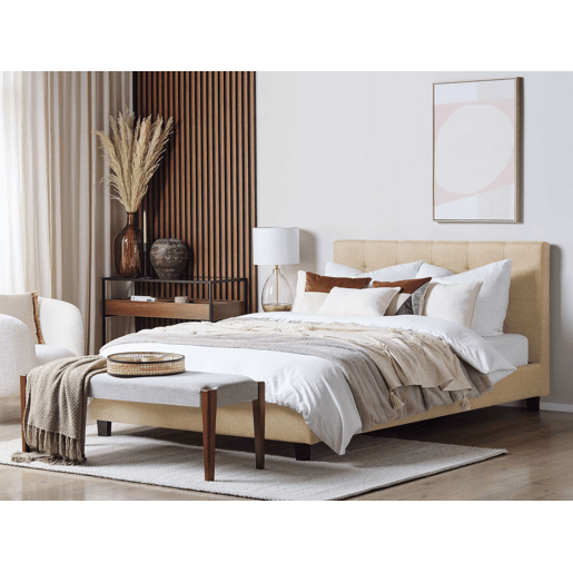Cama Tecido LA ROCHELLE 180 x 200 cm Creme