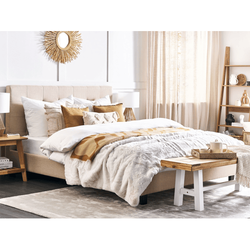 Cama Tecido LA ROCHELLE 180 x 200 cm Creme