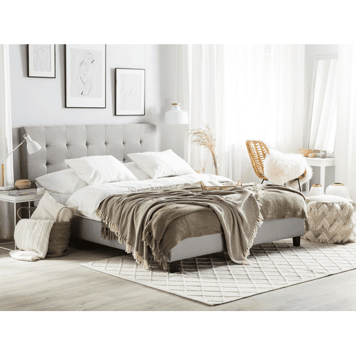 Cama Tecido LA ROCHELLE 140 x 200 cm Cinzento claro