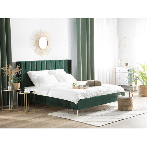 Cama Veludo VILLETTE 160 x 200 cm Verde escuro