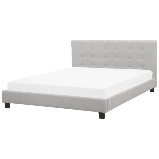 Cama Tecido LA ROCHELLE 180 x 200 cm Cinzento claro