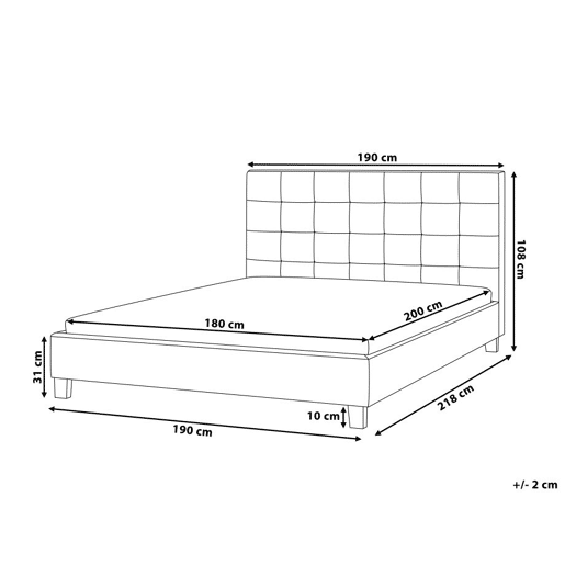 Cama Tecido LA ROCHELLE 180 x 200 cm Cinzento claro