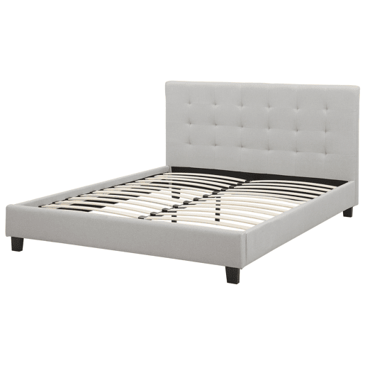 Cama Tecido LA ROCHELLE 180 x 200 cm Cinzento claro