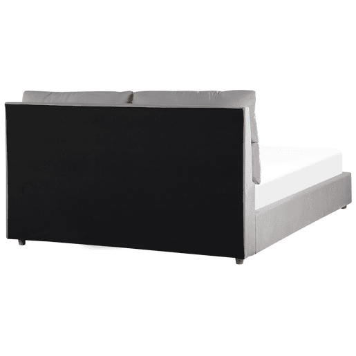 Cama baú Veludo BATILLY 160 x 200 cm Cinzento claro