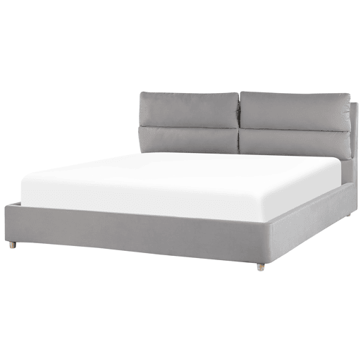 Cama baú Veludo BATILLY 180 x 200 cm Cinzento claro