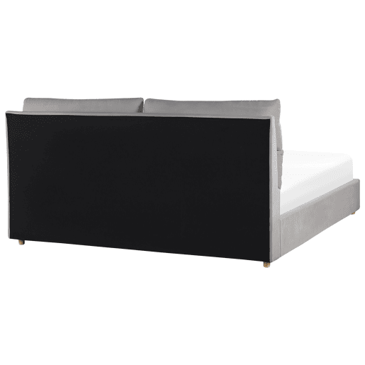 Cama baú Veludo BATILLY 180 x 200 cm Cinzento claro