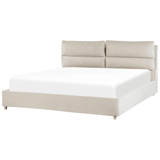 Cama baú Veludo BATILLY 180 x 200 cm Creme claro