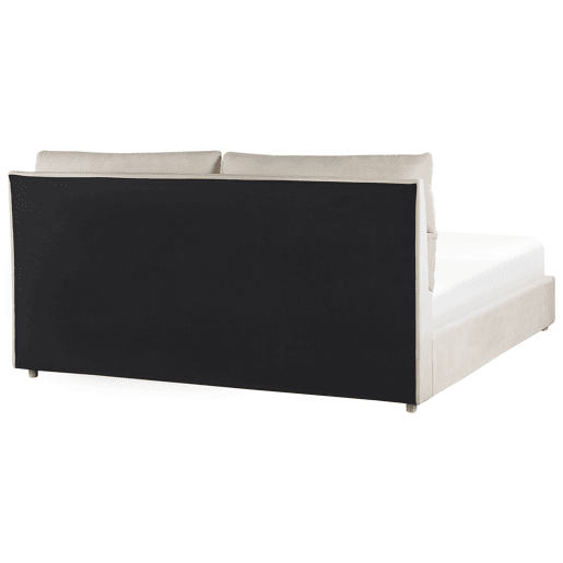 Cama baú Veludo BATILLY 180 x 200 cm Creme claro