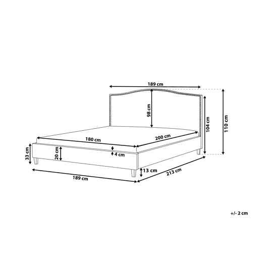 Cama Tecido MONTPELLIER 180 x 200 cm Creme