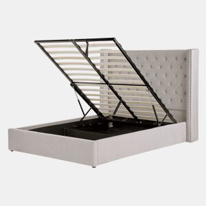 Cama baú Veludo LUBBON 140 x 200 cm Cinzento claro